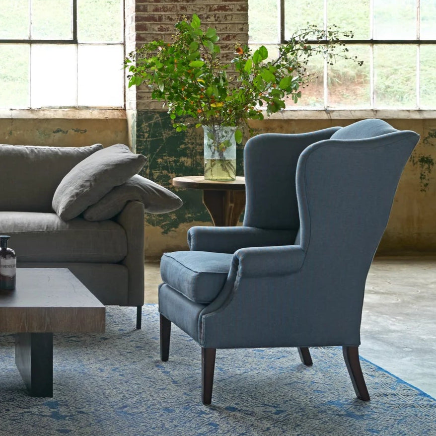 Thorn Tail Wingback Chair in Apollo Moss (swatch shown)