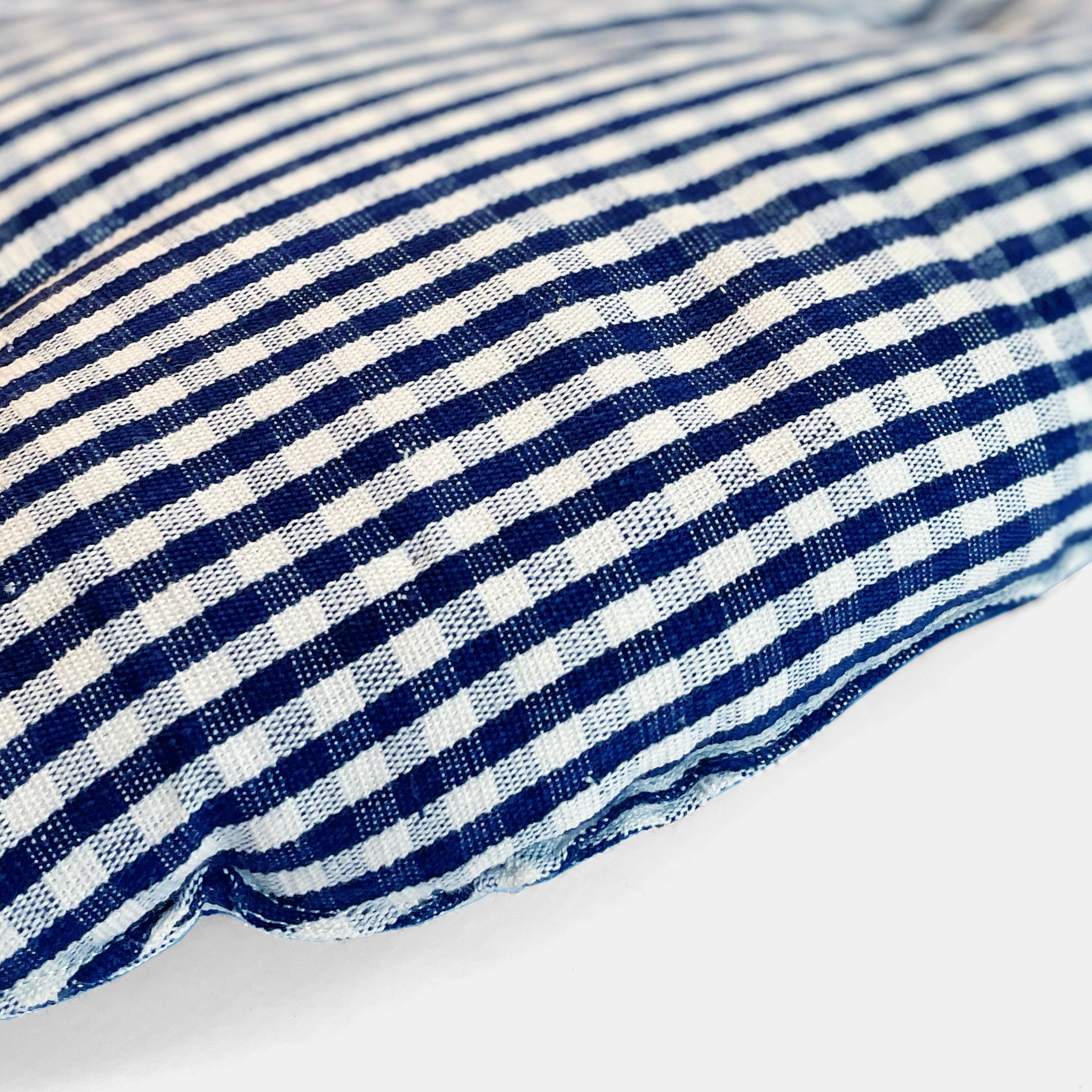 Navy Gingham Round Seat Cushion