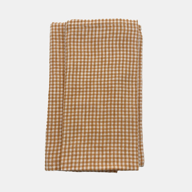 Linen Napkin, saffron tiny gingham