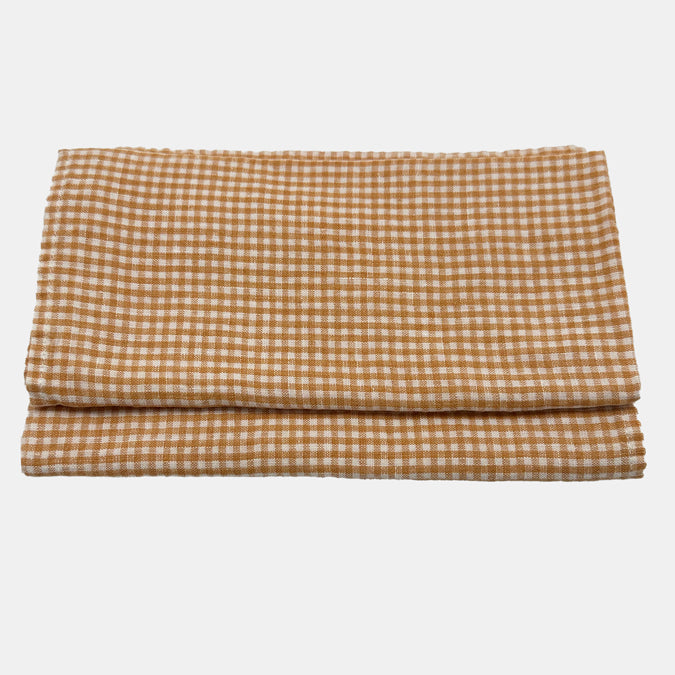 Linen Napkin, saffron tiny gingham