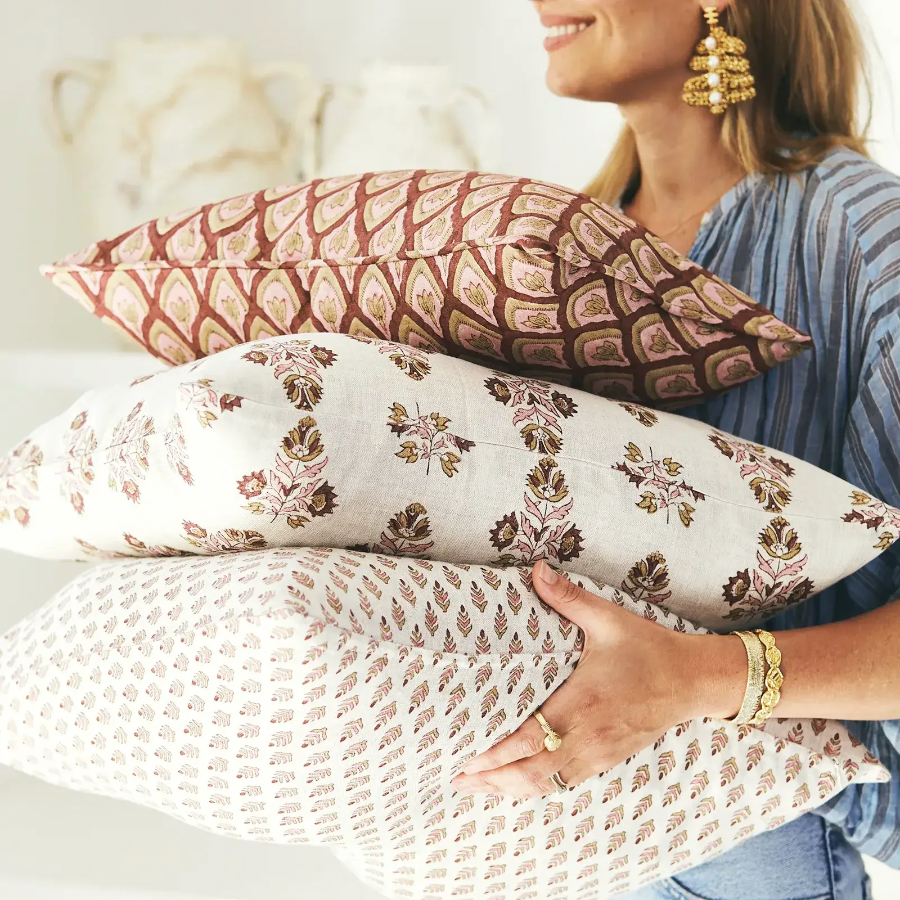 Haveli Rose Lumbar Pillow