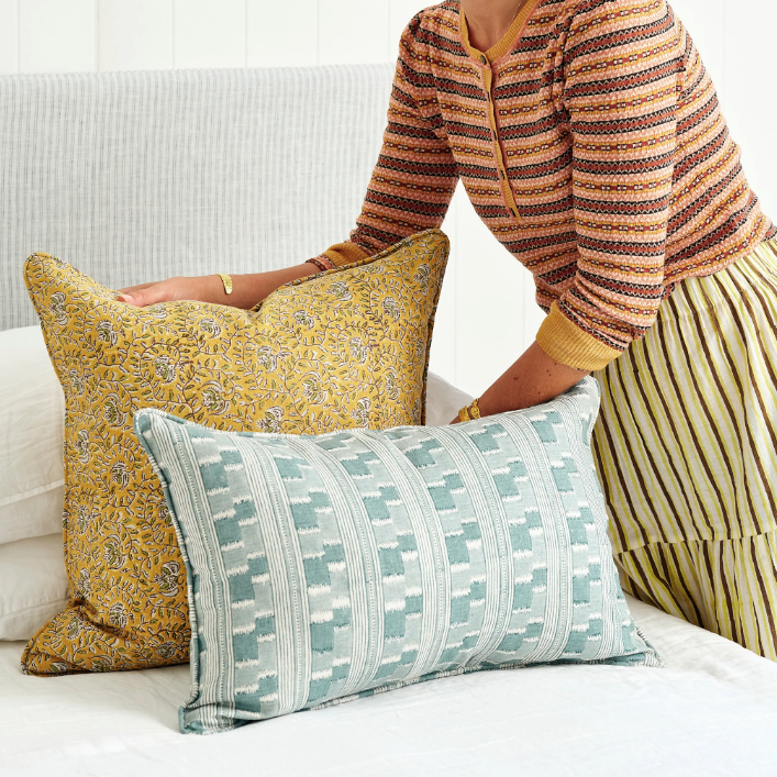 Chowk Celadon Lumbar Pillow