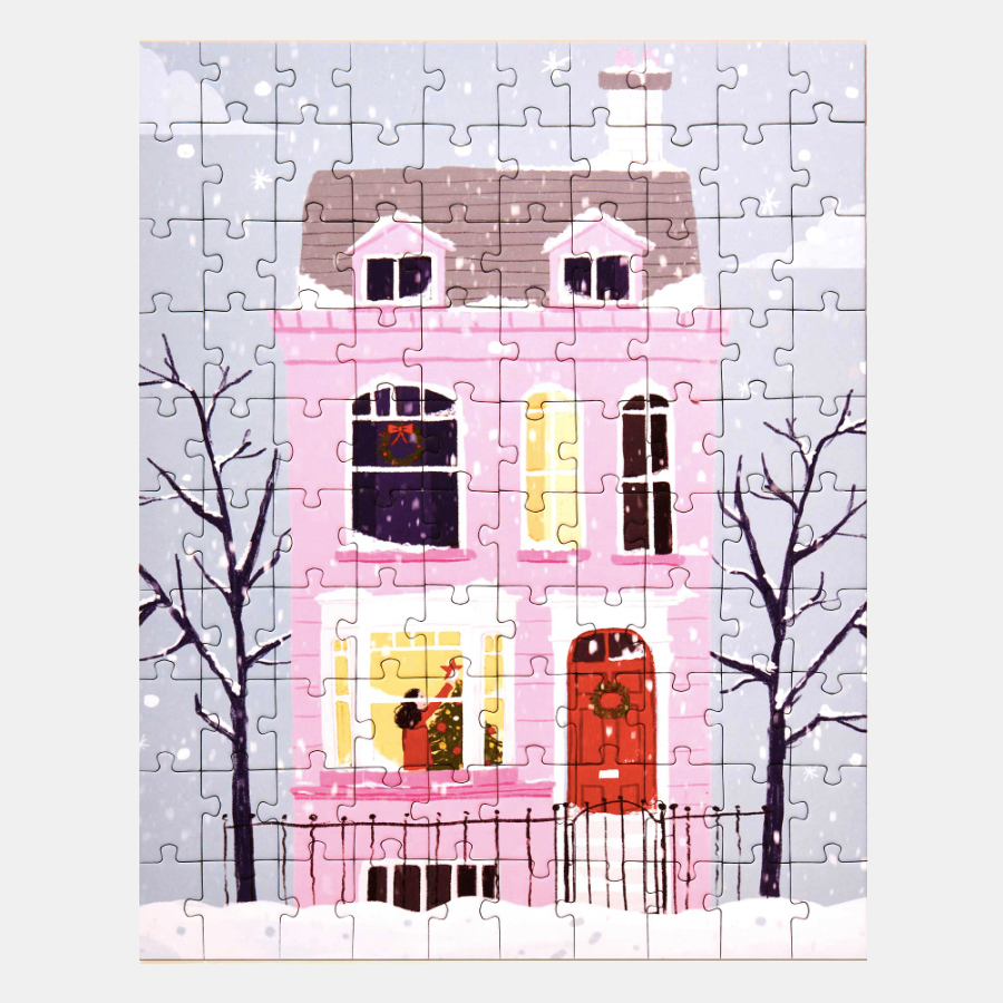 Christmas Pink House Mini Puzzle