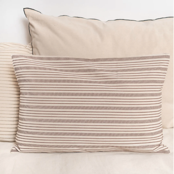 Brown Stripe Lumbar Pillow