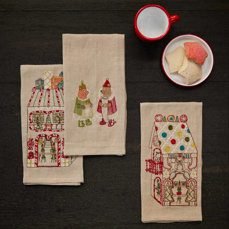 Decorative Towel Santa / Fox Tea Towels Set / 2 Clean Up Kitchen