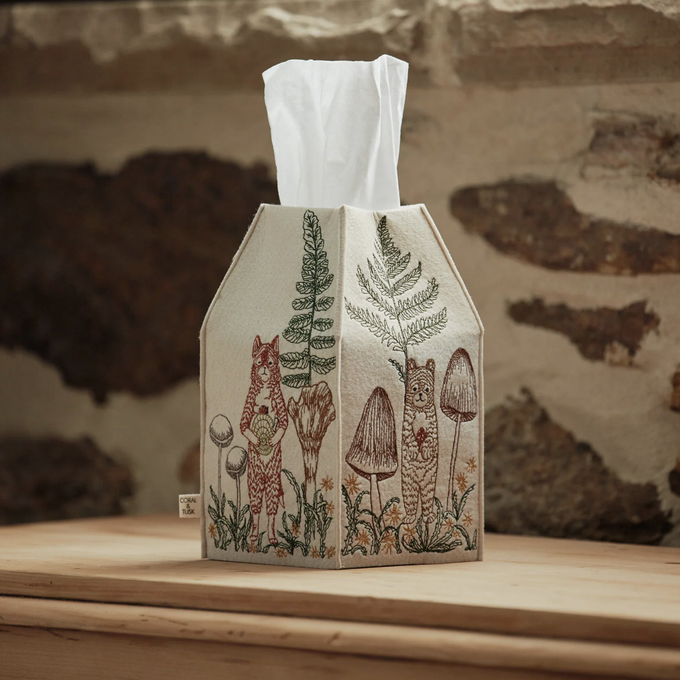 Mushrooms and Ferns Tissue Box Cover