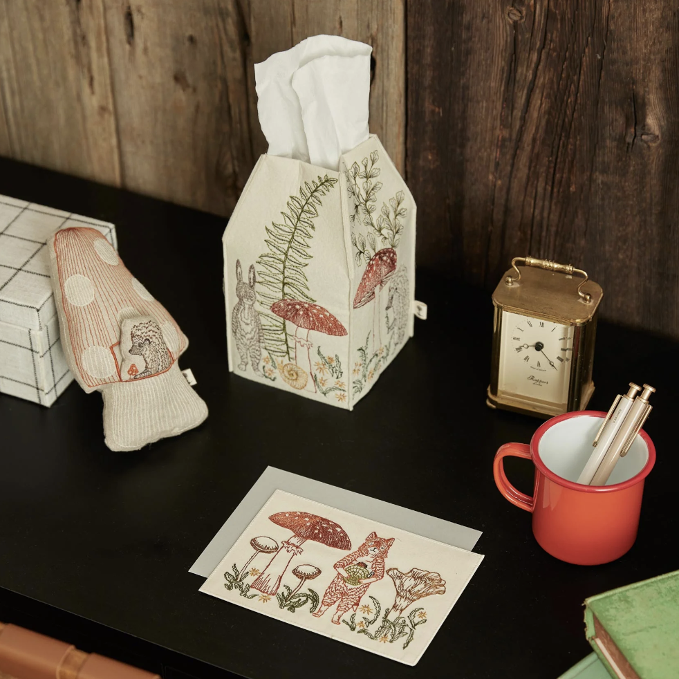 Mushrooms and Ferns Tissue Box Cover