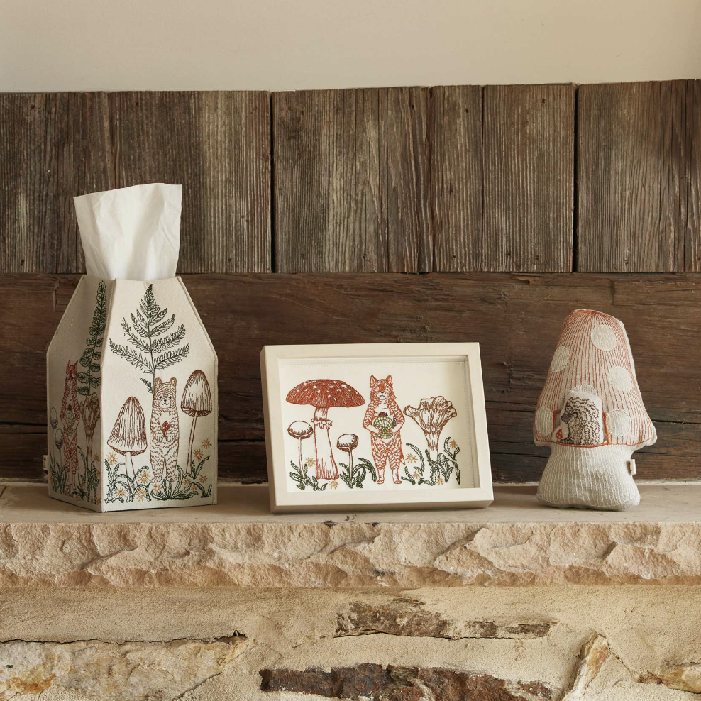 Mushrooms and Ferns Tissue Box Cover
