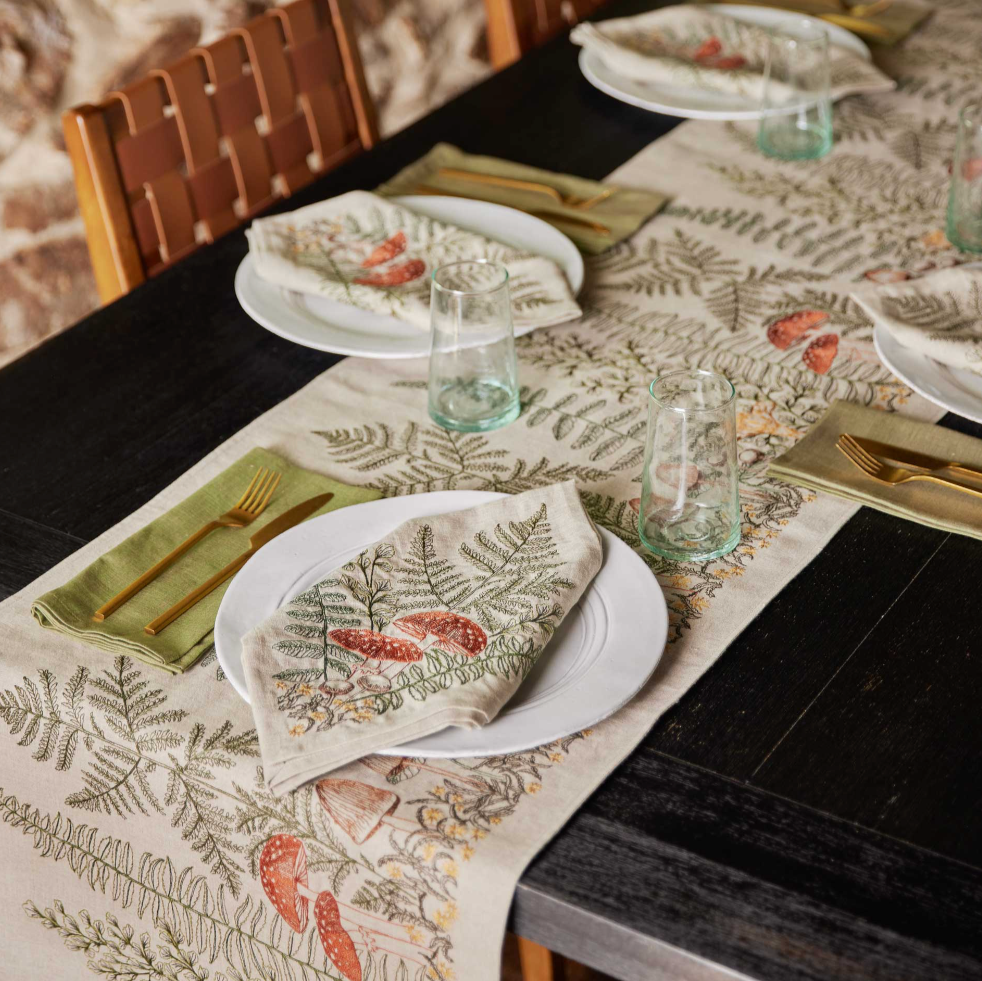 Mushrooms and Ferns Table Runner