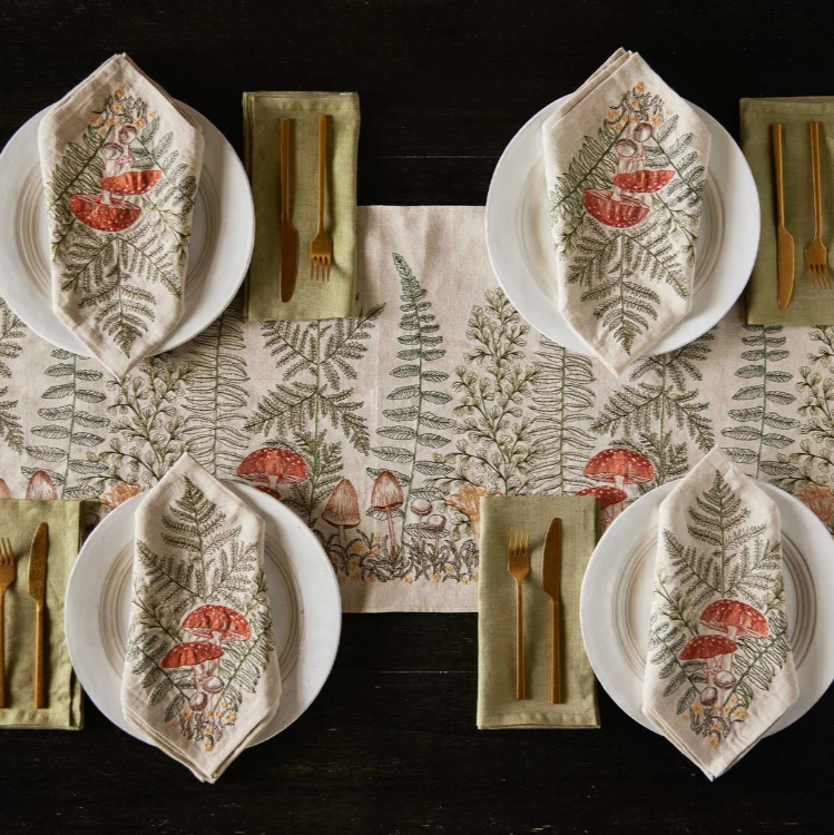 Mushrooms and Ferns Table Runner