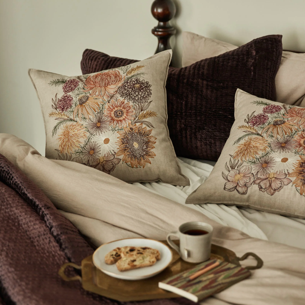 Autumn Blossoms Square Pillow