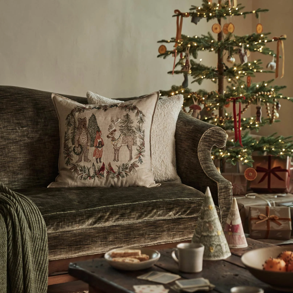 Christmas Cheer Wreath Square Pillow