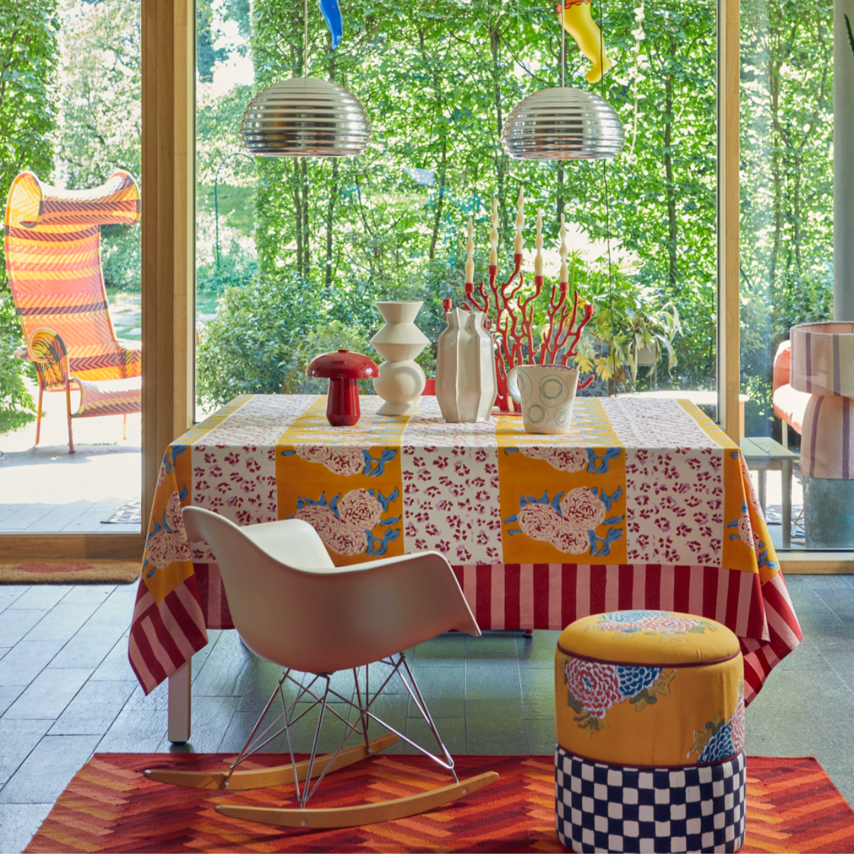 Leopard Stripes Gold Cotton Tablecloth