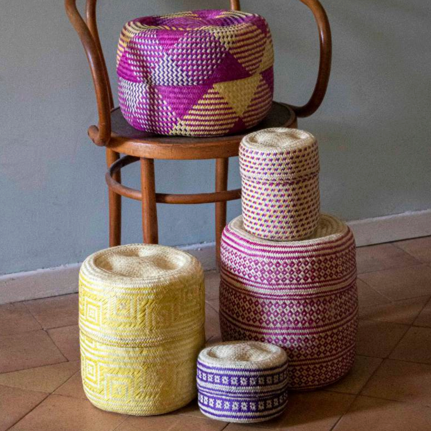 Sunset Lidded Basket in Medium