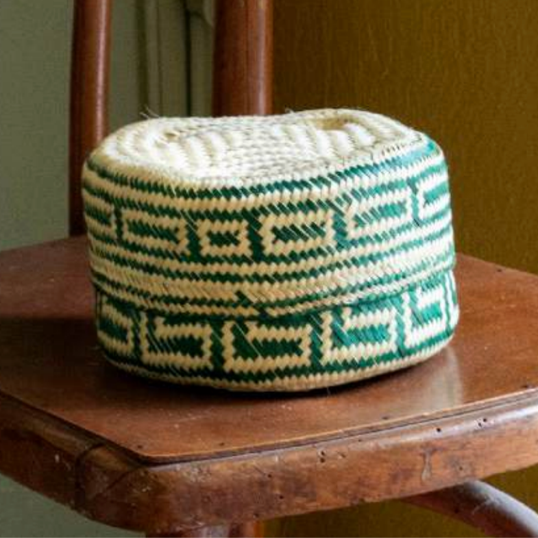 Ocean Lidded Basket in Small Wide