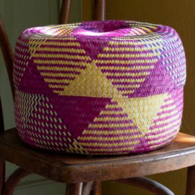 Sunset Lidded Basket in Large Wide