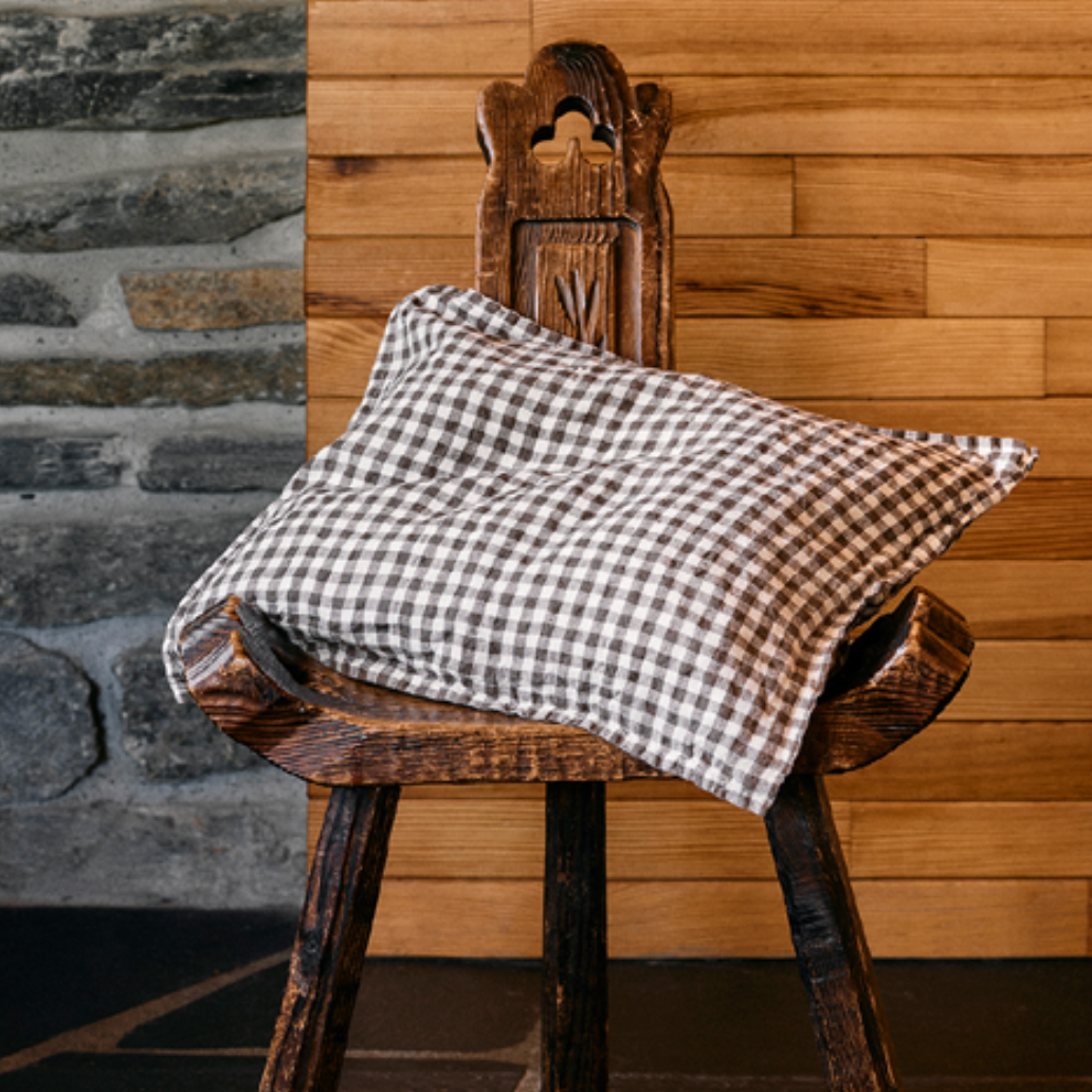Linen Standard Pillowcase in Brown Gingham