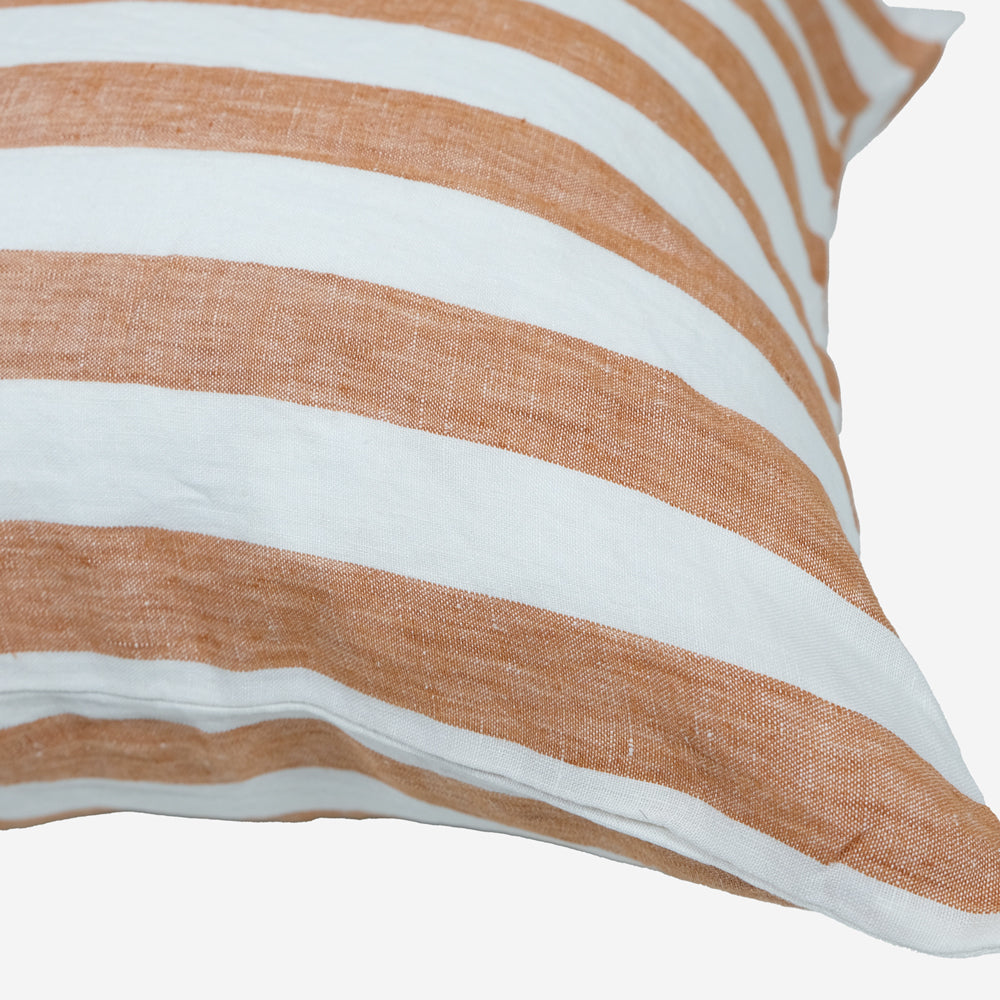 Linen Standard Pillowcase in Sienna White Stripe