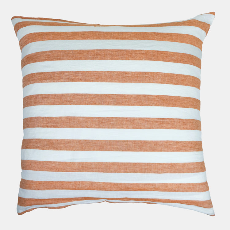 Linen Euro Pillowcase in Sienna White Stripe