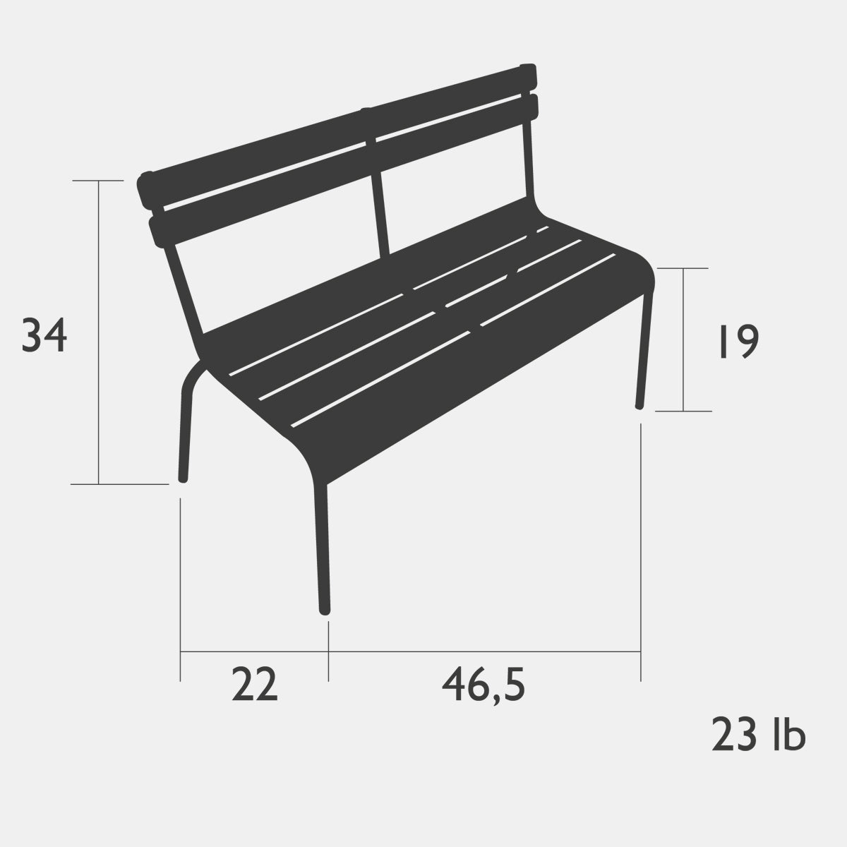 Luxembourg Bench with Back