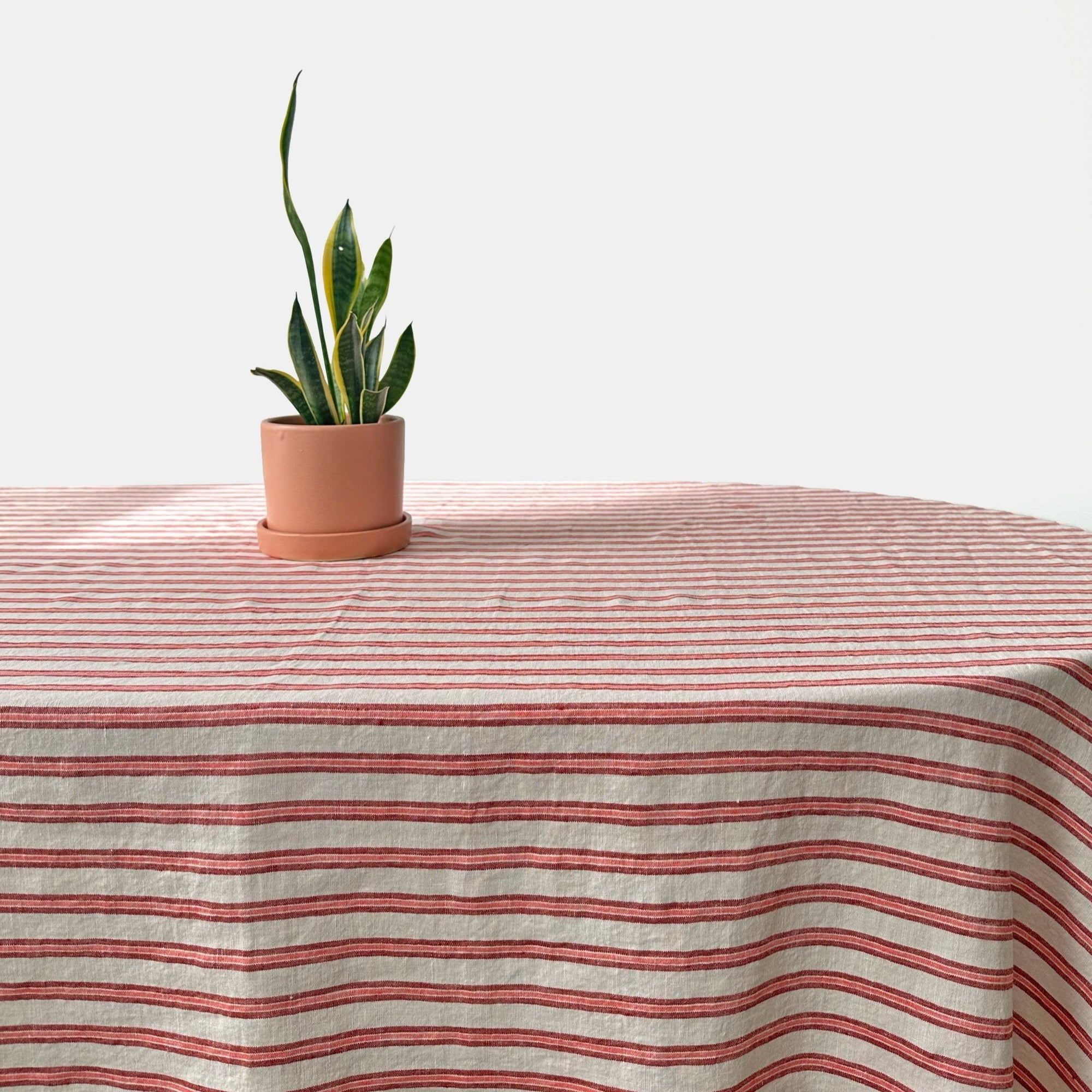 Square Linen Tablecloth in Summer Mattress Stripe