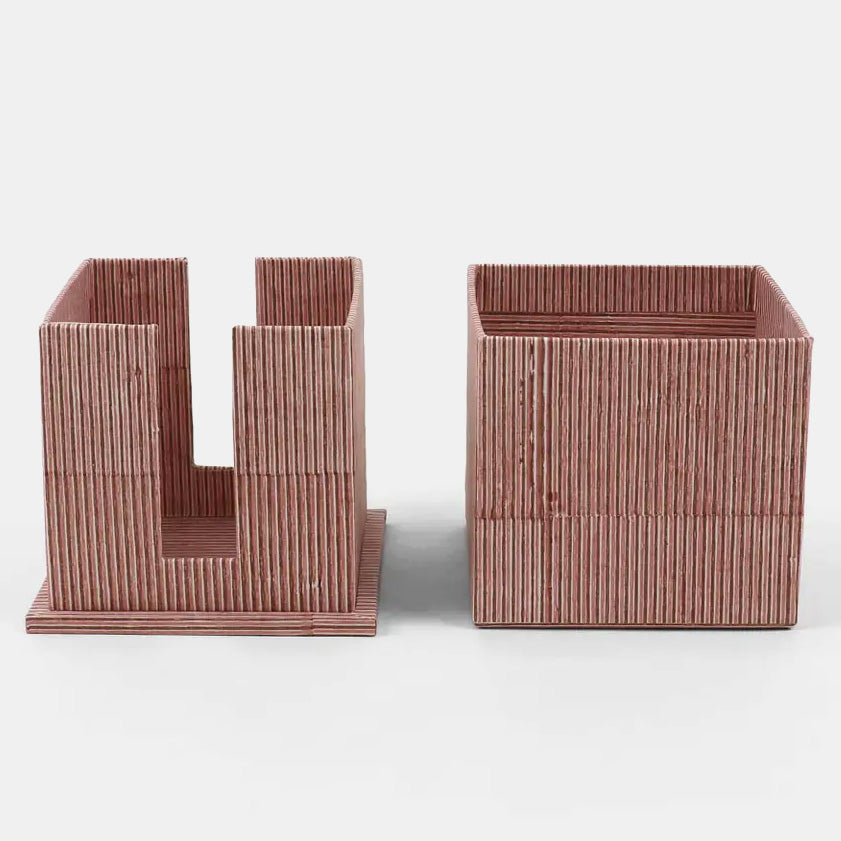 Tissue Box in Stripe Pink Maroon