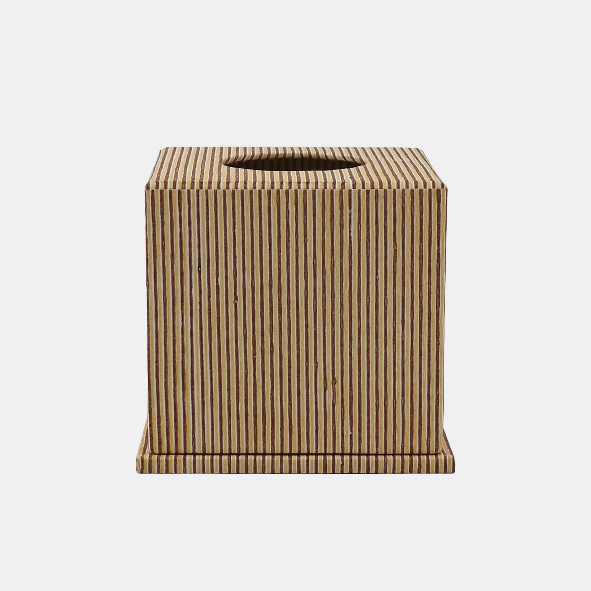 Tissue Box in Stripe Yellow Maroon