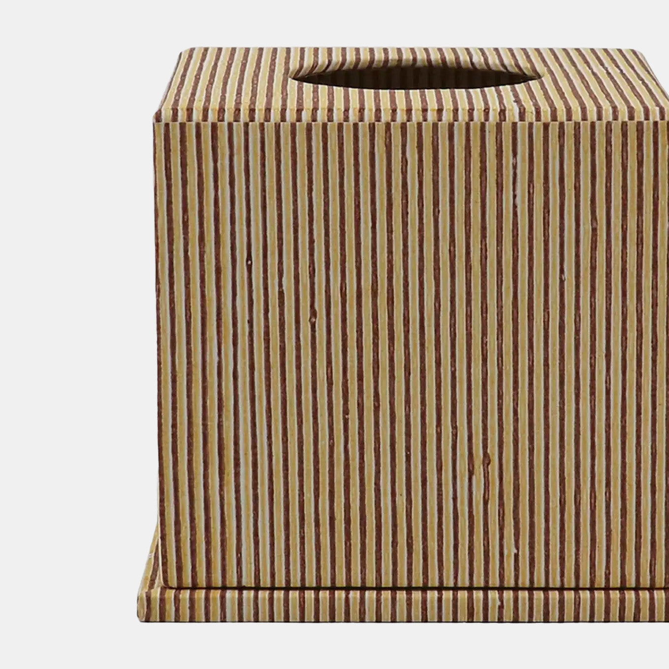 Tissue Box in Stripe Yellow Maroon