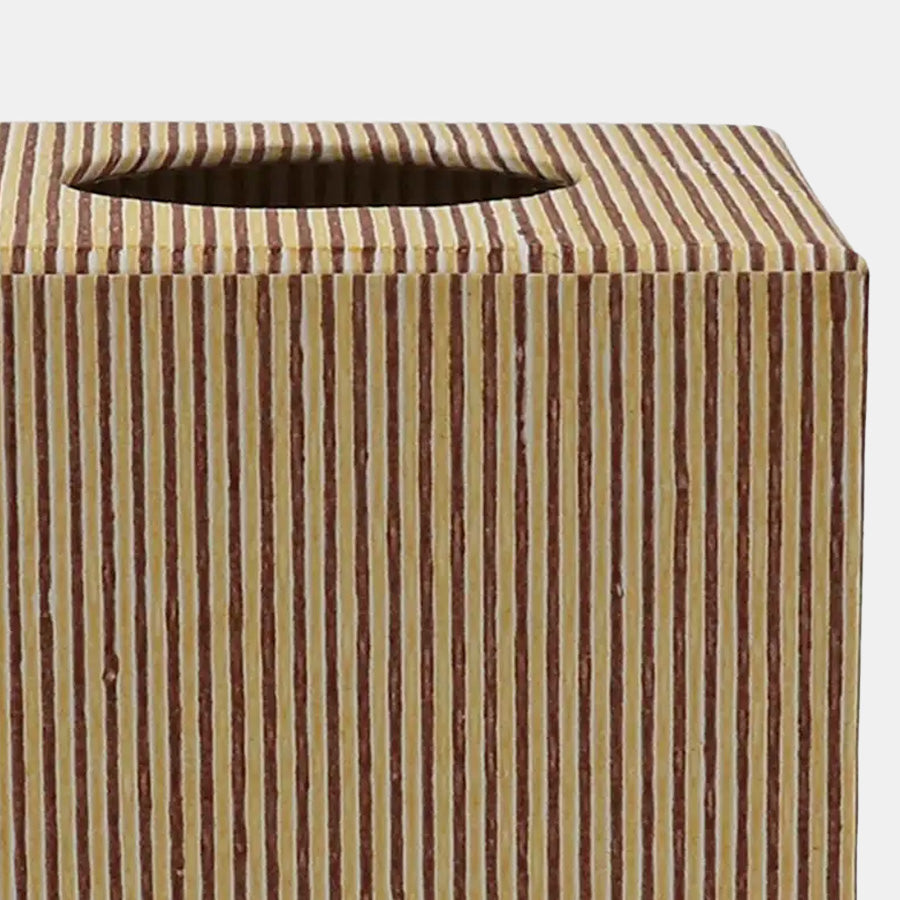Tissue Box in Stripe Yellow Maroon