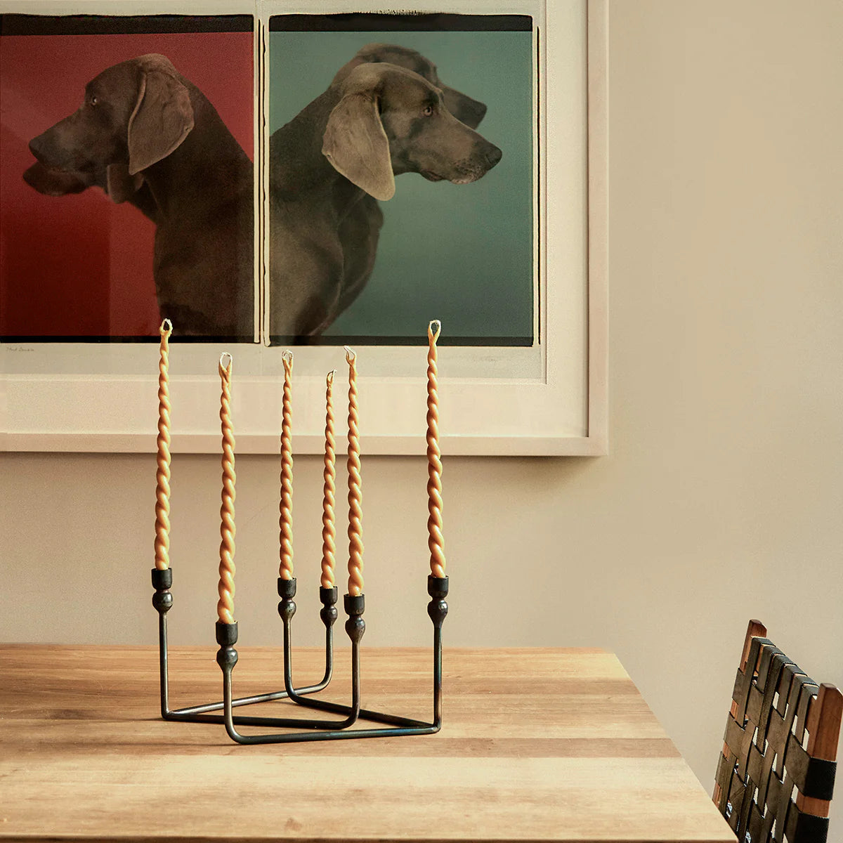 Twisted Double Wick Beeswax Taper Candle