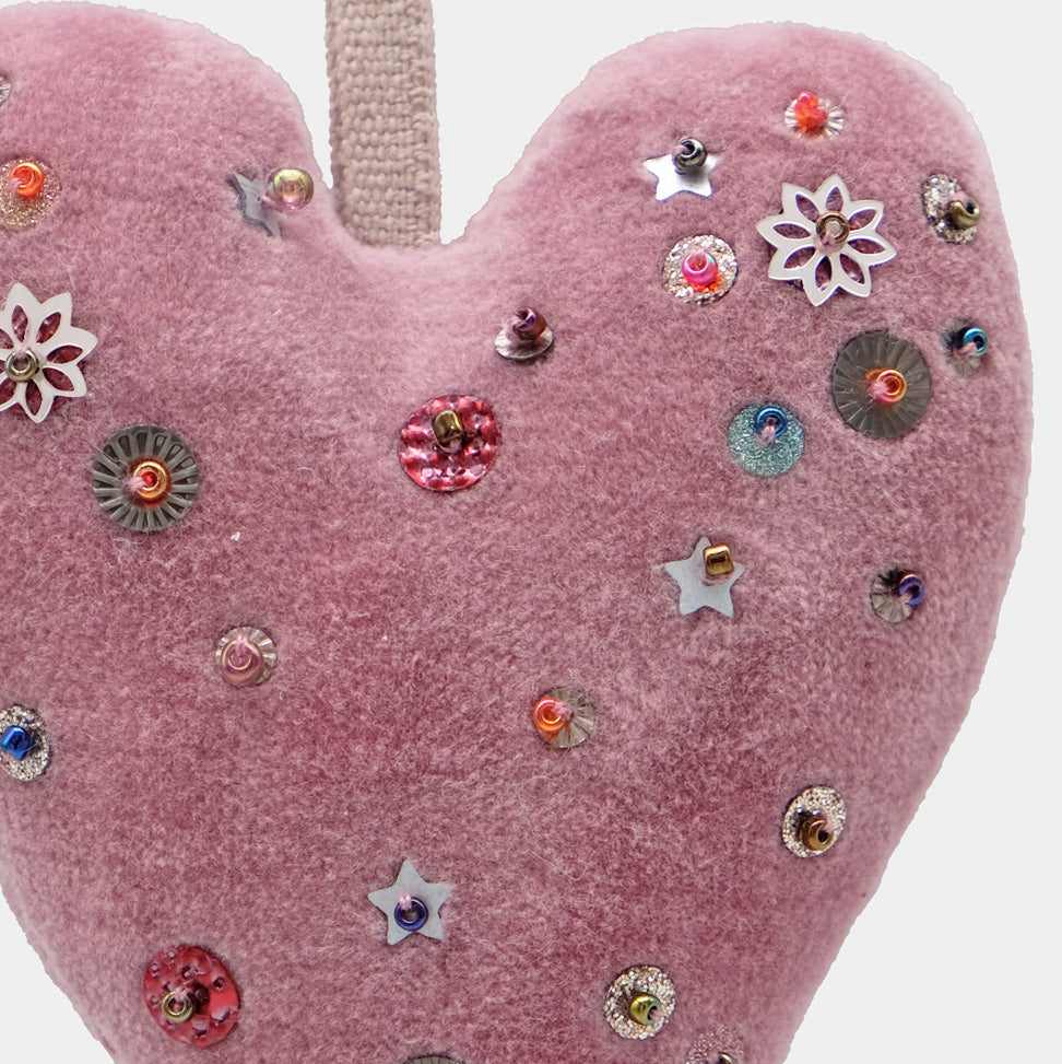 Velvet Confetti Heart Hanging Decor