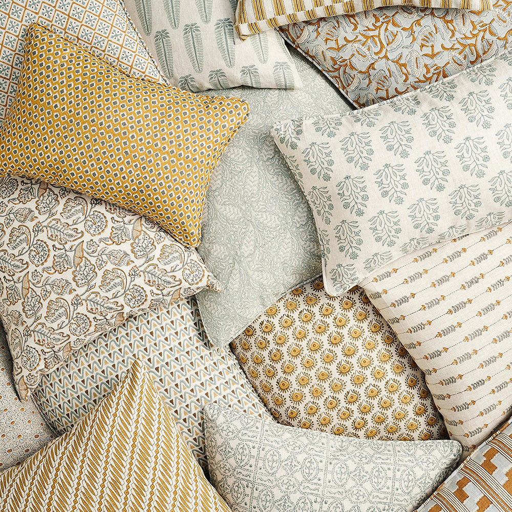 Patola Saffron Lumbar Pillow