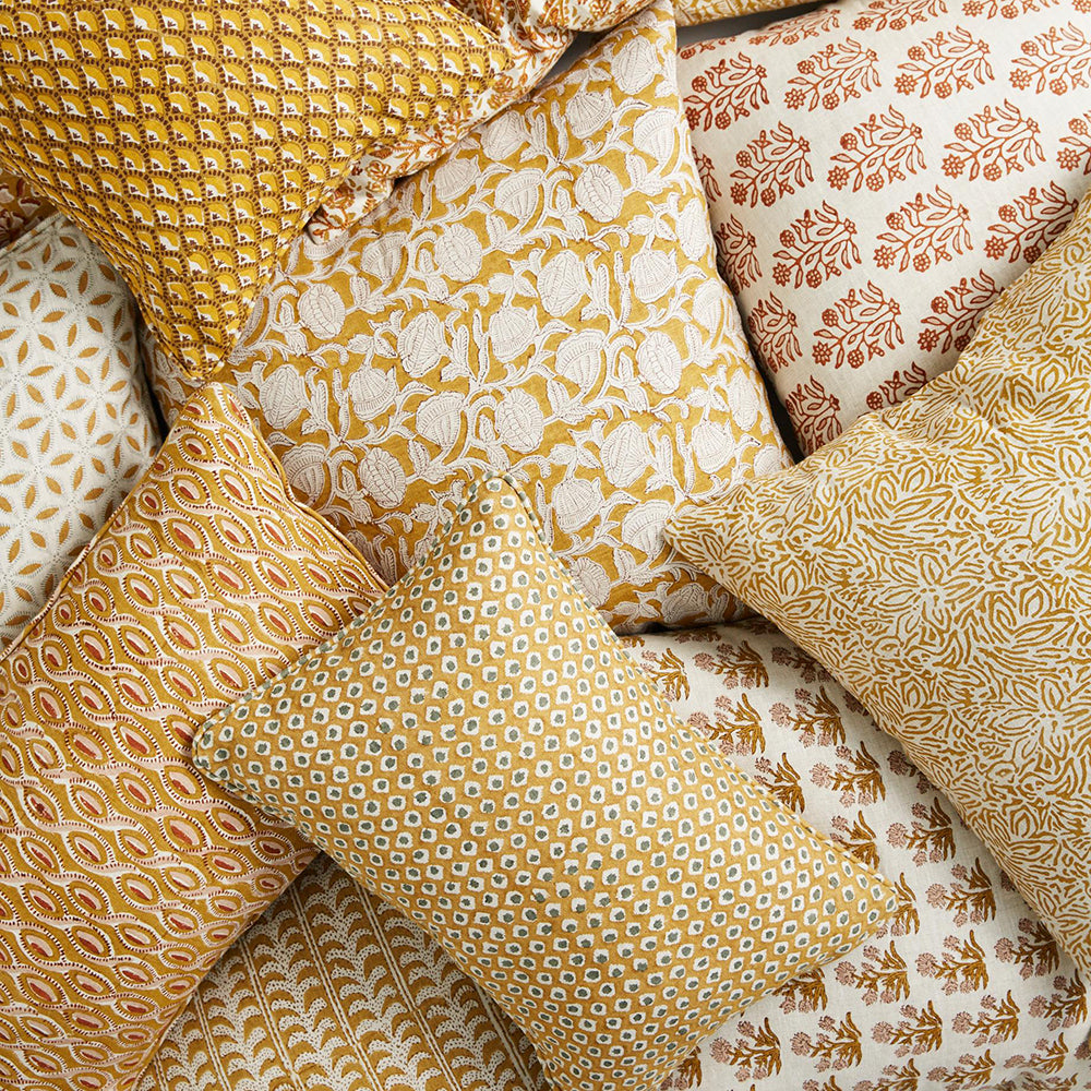 Patola Saffron Lumbar Pillow