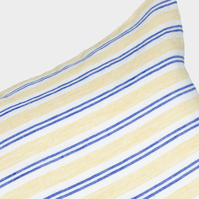 Linen Standard Pillowcase in Yellow Blue Stripe