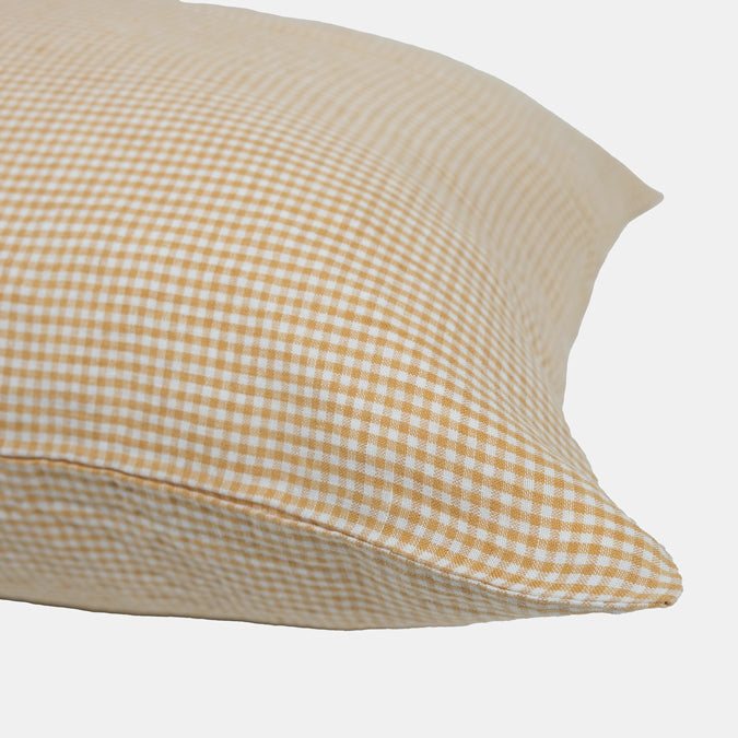 Linen Standard Pillowcase, saffron tiny gingham