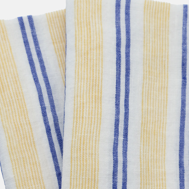 Linen Napkin in Yellow Blue Stripe
