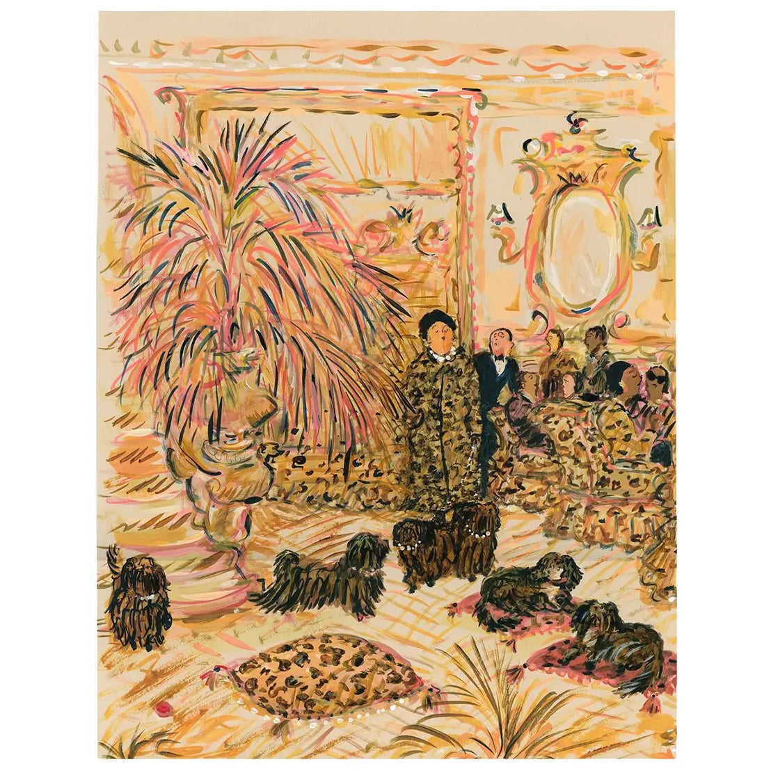A Lady and Her Dogs Print