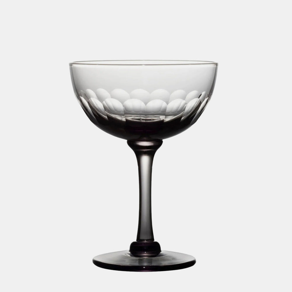 Smoke Crystal Champagne Saucers with Lens