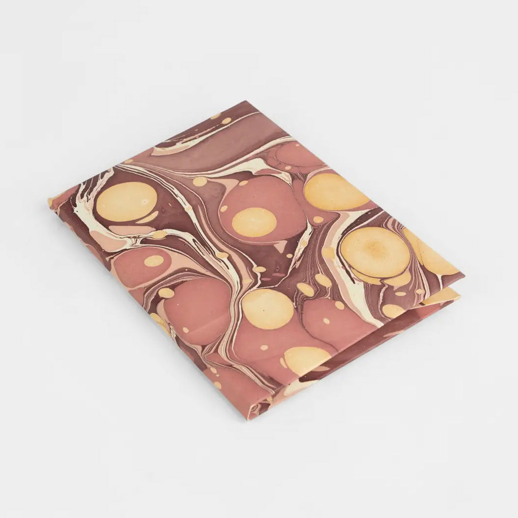 Hand Marbled Card Set in Pebble Burgundy