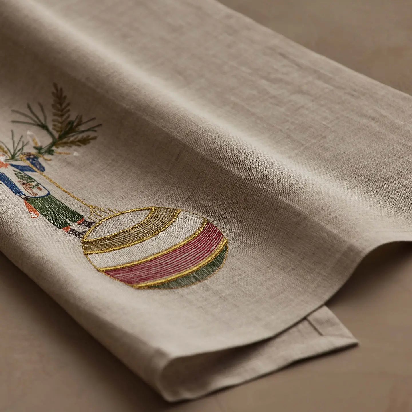 Deck the Halls Fox Tea Towel