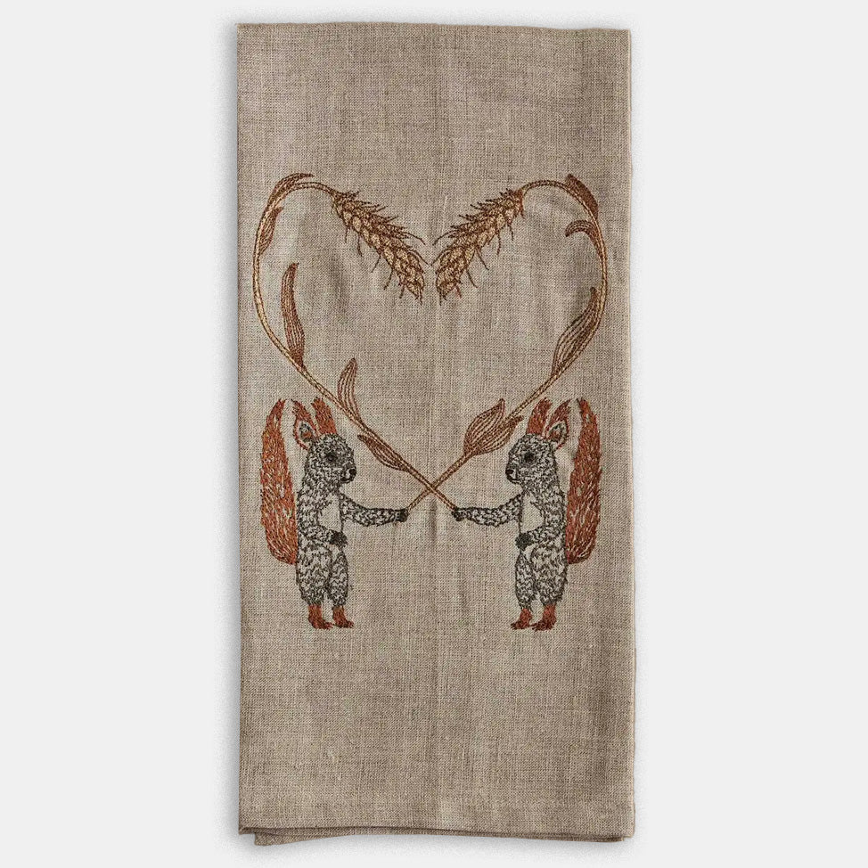 Squirrels with Wheat Tea Towel