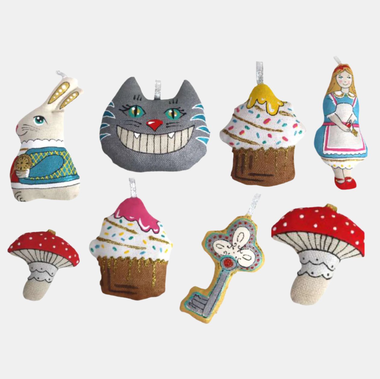 Alice in Wonderland Ornament Set in Handmade Box