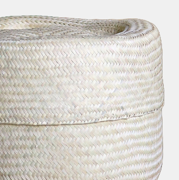Natural Lidded Basket in Large Wide