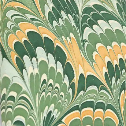 Hand Marbled Card Set in Peacock Green