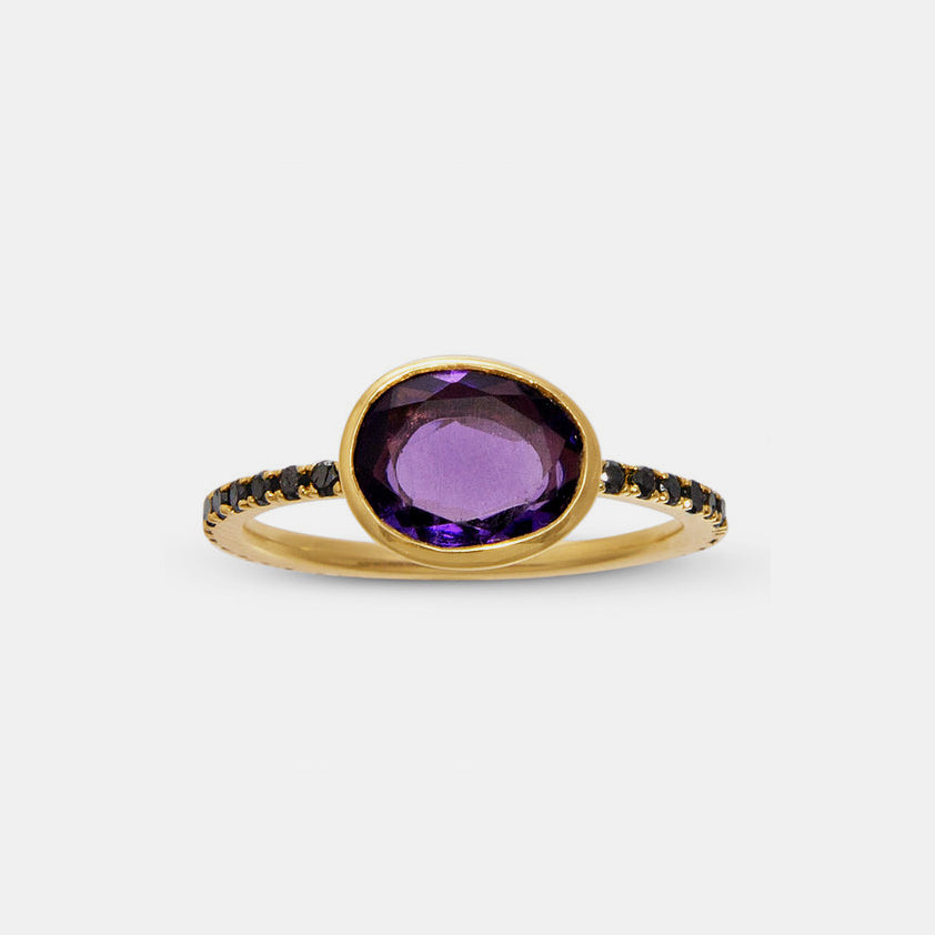 Amethyst Clea Ring with Black Diamonds