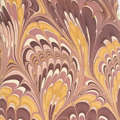 Hand Marbled Card Set in Peacock Burgundy