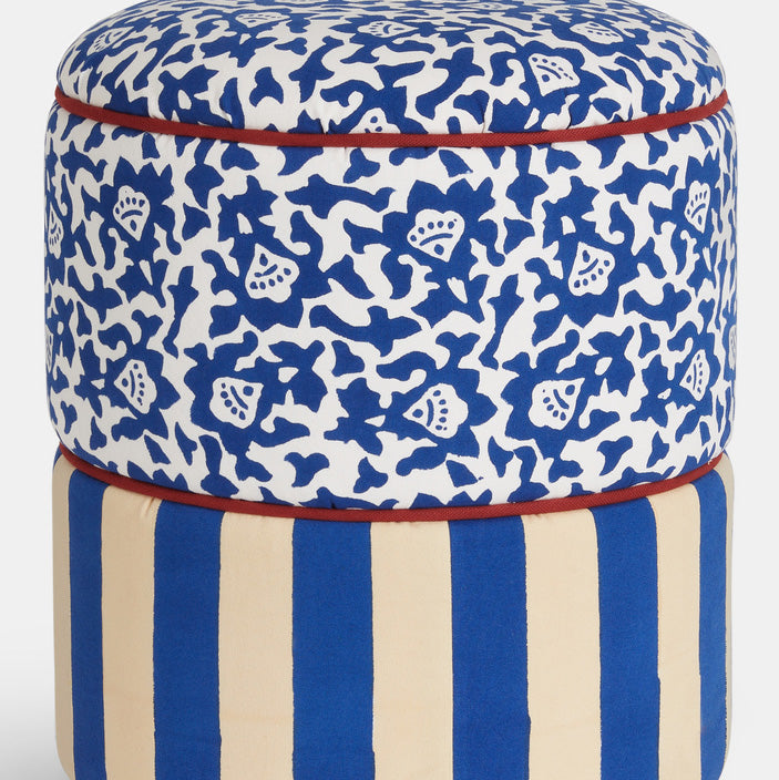 Arabesque Blue Stripes Blue Pouf