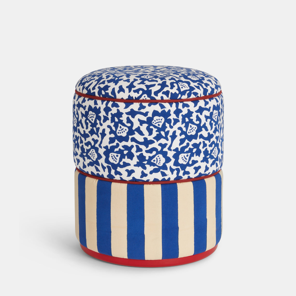 Arabesque Blue Stripes Blue Pouf
