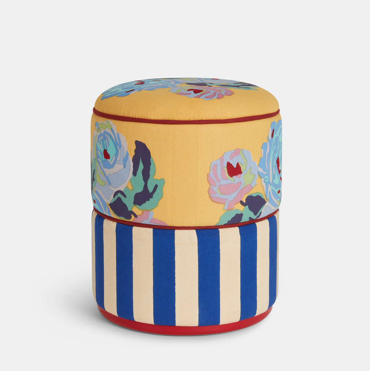 Nizam Mustard Stripes Blue Pouf