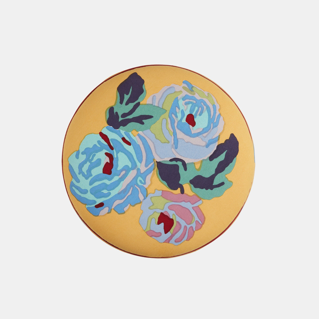 Nizam Mustard Stripes Blue Pouf
